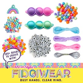 Just My Style Fidgiwear Rainbow D.I.Y. Squish & Pop Jewelry, Create Your Own Fidget Jewelry for Kids, Includes Squishy Charms, Fidget Toys with A Stylish Twist, Bracelet Making Kit for Girls