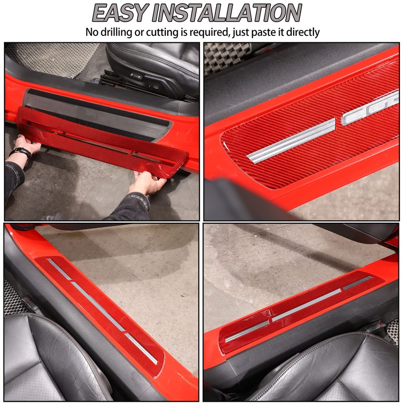 Lcojicep Car Door Sill Guard Trim StickerCompatible with Corvette C6