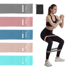 Risipu Resistance Bands Set of 5 - Skin-Friendly Fabric Exercise Band with 5 Different Resistance Levels, Ideal for Home Gym, Yoga, Strength Training & Glutes - Non-Slip with Carrying Bag Included