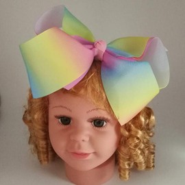 Rainbow Hair Bow for Baby Girls Ribbon Hair Clip Alligator Clips ZFJ25 (5Inch Set)