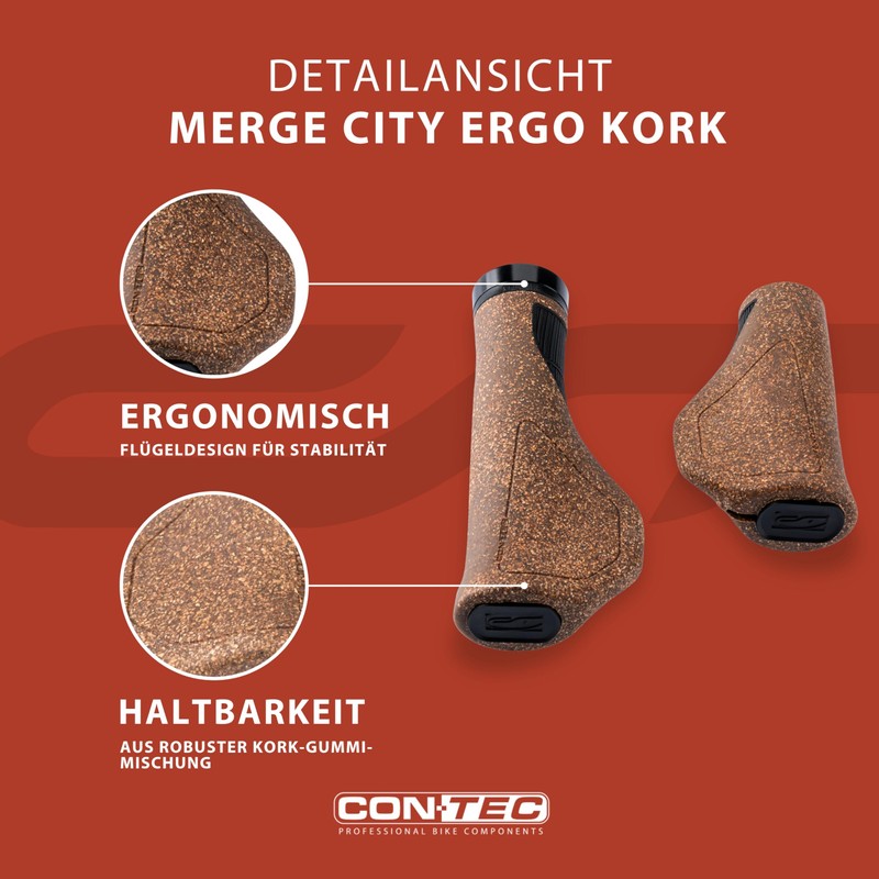 CONTEC Bicycle Grips Merge City Ergo Cork Rubber D3 Tri-Component