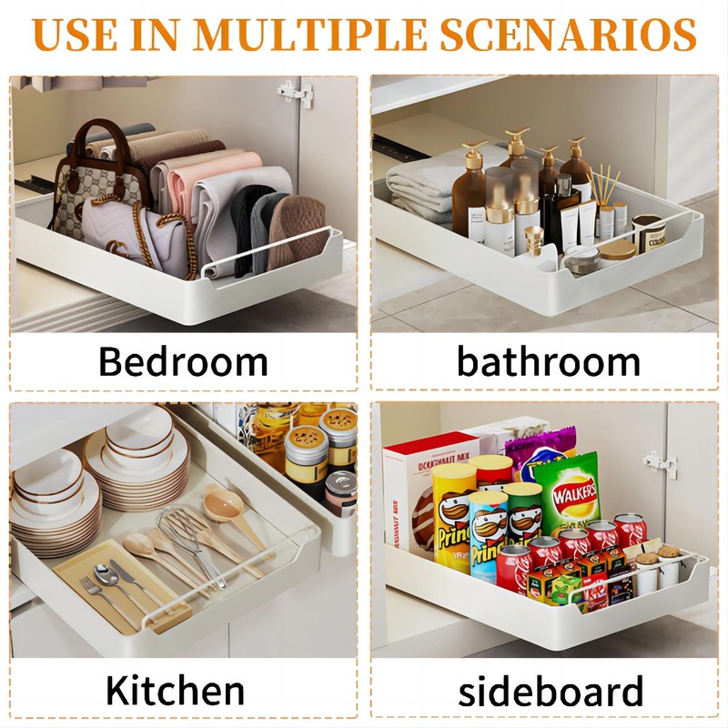 ZHOHO TANT Pull Out Cabinet Organizer Fixed with Adhesive Nano