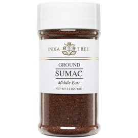 India Tree Sumac, 2.2 Ounce Jar, Lemony Flavor for Meat & Veggie Dishes, Perfect Hummus & Baba Ghanoush Topping, Ideal Seasoning for Fried Potatoes, Kosher Certified