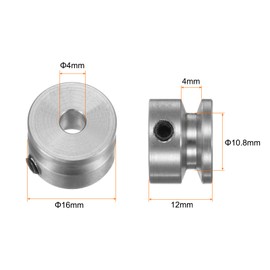 sourcing map Single Groove Pulley 4 mm Fixed Bore 16 mm Outer Diameter Aluminium Alloy with Hex Key for Drill 4 mm PU Round Belt