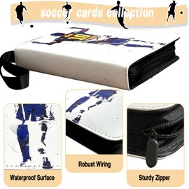 Soccer Card Binder, Trading Card Binder 4 Pocket with 50 Removable Sleeves Fits 400 Sport Cards, 3 Ring Card Holder Binder with Zipper, Collector Storage Album