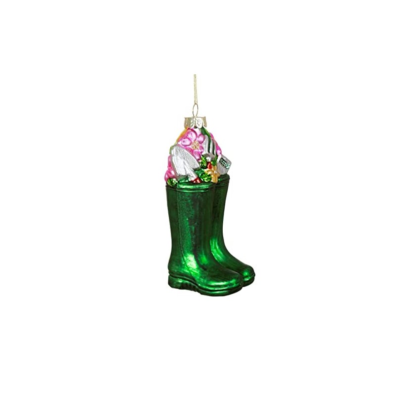 Sass & Belle Wellington Boots Shaped Bauble Green