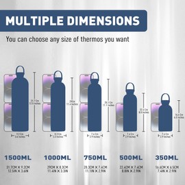 Exllena Small Water Bottles 12 oz with Handle Lid and Carabiner, Mini Insulated Water Bottle Double Wall Vacuum Leakproof for Kids/Adults (Whale Blue)