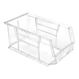 Hudson Exchange 15" x 8" x 7" Plastic Stackable Storage Bin and Hanging Container, Crystal Clear