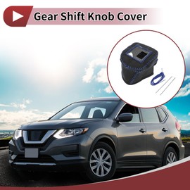 HEROFFIX Gear Shift Knob Cover Stick Shifting Handle Protector for Nissan Rogue 2021-2024 Black Blue Faux Leather 1 Pc Anti-Slip Car