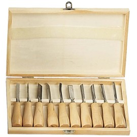 WEDGE 10 Piece Wood Chisel Set | Professional Carving & Gouging Tools | Solid Wood Handles & Storage Box | Superior Craftsmanship