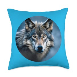 WOLF WOLVES FACE HEAD Throw Pillow