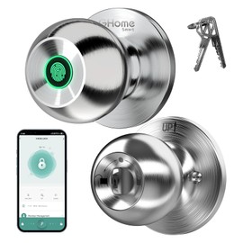 GHome Smart Fingerprint Door Lock, 3 in 1 Smart Fingerprint Door Knob with App Control & Key, Auto Lock, Biometric Door Knobs with Lock for Bedroom, Garage, Home & Office