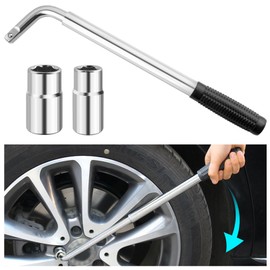 Stacool Extendable Lug Wrench with Double-Sided Sockets of 17mm/19mm and 21mm/23mm, Universal Wrench for Most Vehicle Lug Nuts