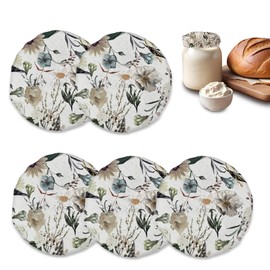 Cloth Covers for Sourdough Starter Jars, Vintage Floral Heat Preservation Cover for Bread, Sewn Cloth Covers (5-Pack)