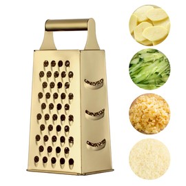 YDware Grater Stainless Steel Square Grater 23.7 cm Height Grater for Vegetables Stainless Steel Suitable for Vegetables etc. 1 Piece (Champagne Gold)
