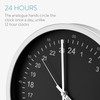 Navaris 24 Hour Wall Clock - 11.8" Analog Military Time