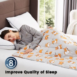 CuteKing Weighted Blanket for Adults: Weighted Blanket with Premium Glass Beads - Breathable Heavy Blanket for Comfort Sleep - Thick Blanket for Adult All Season(20lbs, 60"x80", Queen, CuteDog)