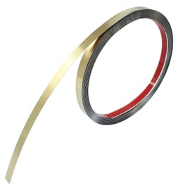 Hordion Metal Molding Trim Peel and Stick, 16.4 ft x 0.4 in Stainless Steel Wall Trim Self-Adhesive for Fireplace Mirror Frame Furniture and Home Decoration, Gold