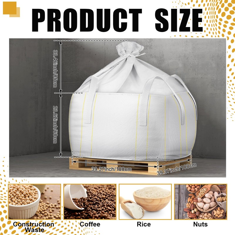 Hoolerry 10 Pcs FIBC Bulk Bag, 1.5 Ton 39" L