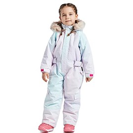SNBOCON Kids Waterproof Colorful One Piece Coveralls Ski Suits Snowsuits Winter Jumpsuits Snowboarding (150cm,Aurora)