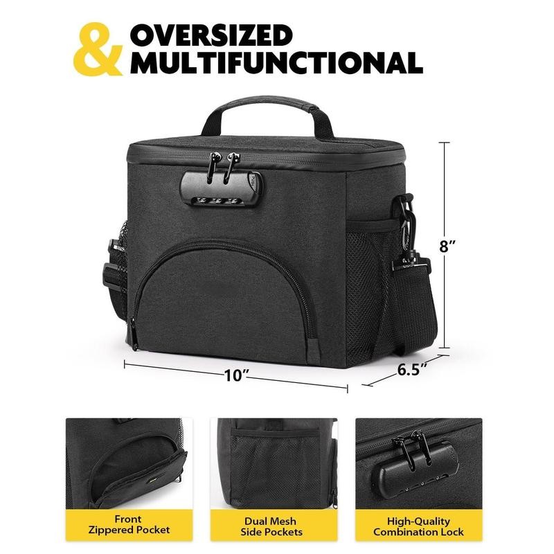 Insulated Lunch Bag with Combination Lock - Durable Leakproof Soft