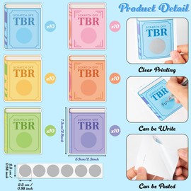 L1rabe TBR Scratch Off Book Stickers - Back to School Gifts 70P Colorful TBR Jar Stickers for Student Teacher, Reading Mark Bookish Accessories for Readers Book Lovers Women Girls to Reveal Read List