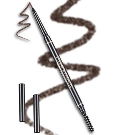 Dual-Ended Eyebrow Pencil Micro Pencil With Eyebrow Brush Sweat-Proof Ultra-Fine Pencil Tool For Shaping Defining And Filling Suitable For Beginners Makeup Artists And Beauty Enthusiasts (Dark brown)