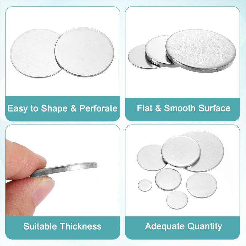 uxcell 50Pcs Stainless Steel Disc, 3/8"(10mm) Dia 0.04"(1mm) Thick 304