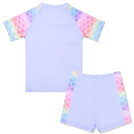 QPANCY - Traje de baño de 2 piezas con diseño de unicornio de sirena UPF 50+ UV, Danza de sirena, 6-7 Años