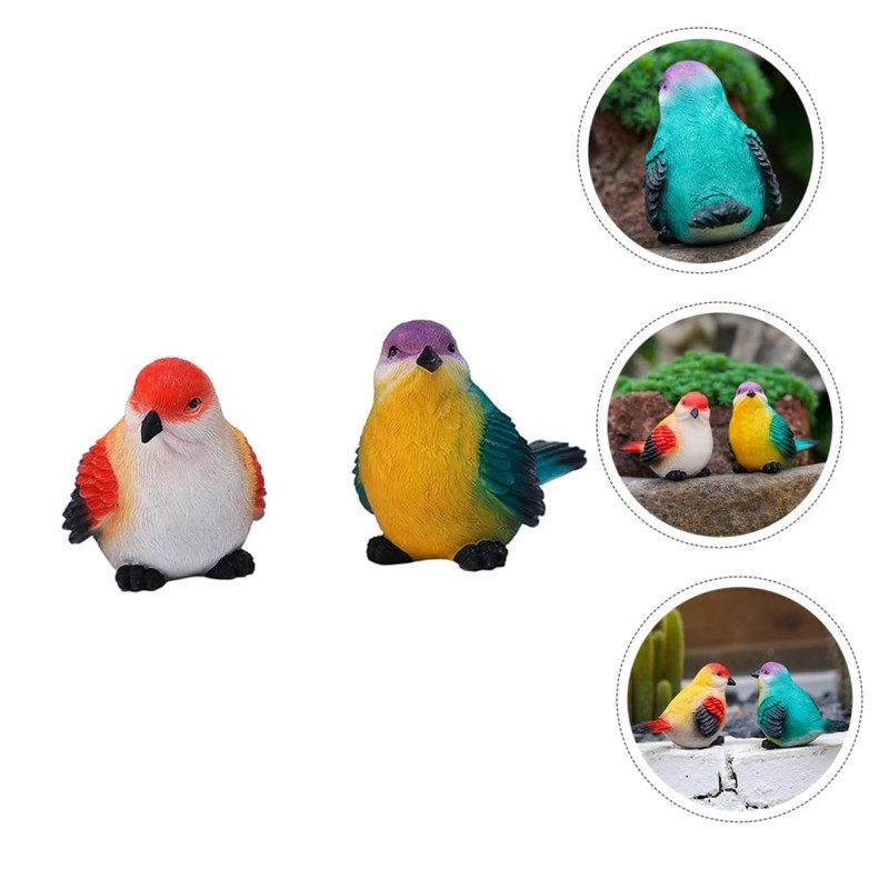 BESPORTBLE 2Pcs Vivid Resin Bird Figurines Realistic Garden Decorations for