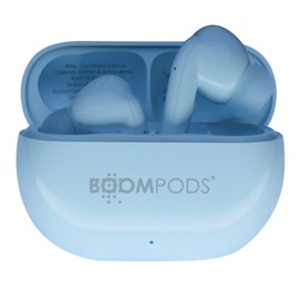 Boompods Echobuds In-Ear Bluetooth Headphones - Wireless In-Ear Earphones with Microphone, 19 Hours Playtime and Charging Box, IPX4 Waterproof, TWS Noise Cancelling Earphones, Sky Blue