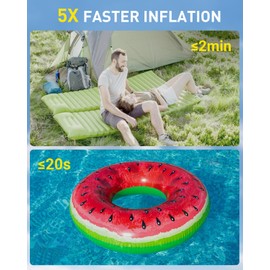 OMQ Portable Air Pump for Inflatables, 3000mAh Electric Air Mattress Pump with Camping Lantern & LED Display, Mini Air Pump 2X Quick Inflate Deflate for Pool Floats, Vacuum Storage Bags, Sleeping Pads