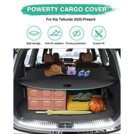 Powerty Cargo Cover for 2020-2025 2026 Kia Telluride Accessories Trunk Cover Retractable Trunk Shielding Shade Cargo Luggage Cover Black