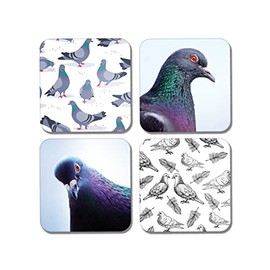 DV DESIGN 4 x Square Pigeon Coasters - Pigeons Bird Pets Animals Pattern Drink Gift #77894