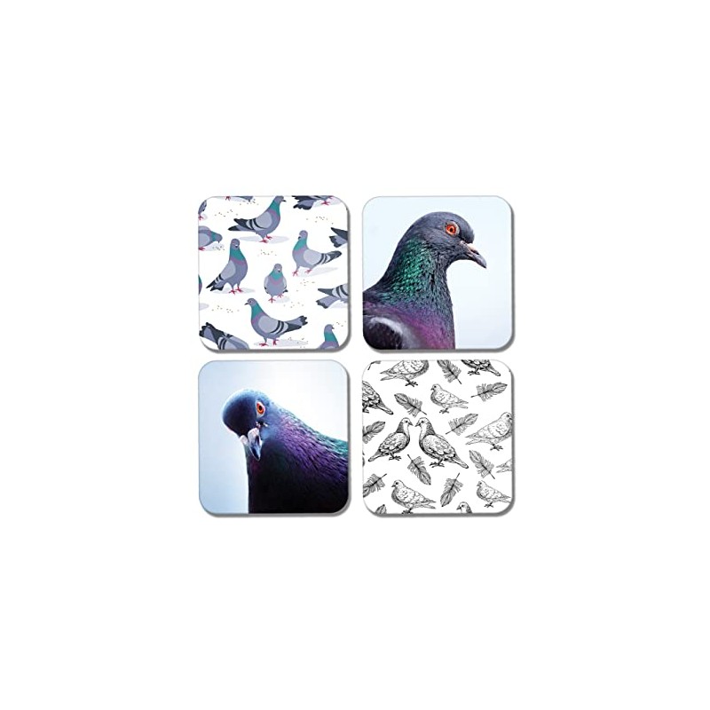 DV DESIGN 4 x Square Pigeon Coasters - Pigeons Bird