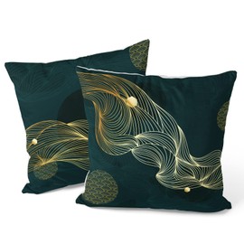 Berkin Arts Decorative Square Throw Pillow Covers Farmhouse Cushion Cases Designed of Marble Abstract, Made of Polyester Blend. Pack of 2, 18x18 Inch. Green Durable Thanksgiving Gift for Living Room