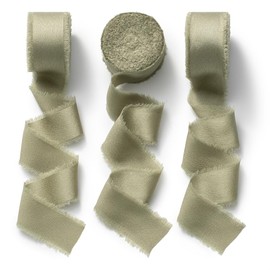 CHUQING Green Satin Ribbon Gift Ribbon Wedding Ribbon Wide 25 mm Decorative Ribbon Satin Silk Ribbon Fringe Ribbon 3 Rolls