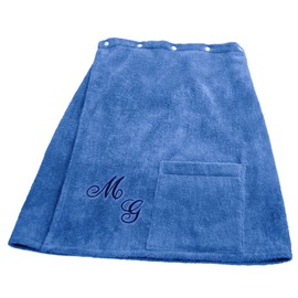 Lashuma Framsohn Sauna Towel Fun Sauna Kilt for Men, Colour Azure Blue, Embroidered with Your Desire Monogram Dark Blue