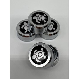 Turtle Emblem License Plate Screw Cover/Cap/Fastener Caps for Cars Truck SUV RV Motorcycle - Pack of 4 (Black)