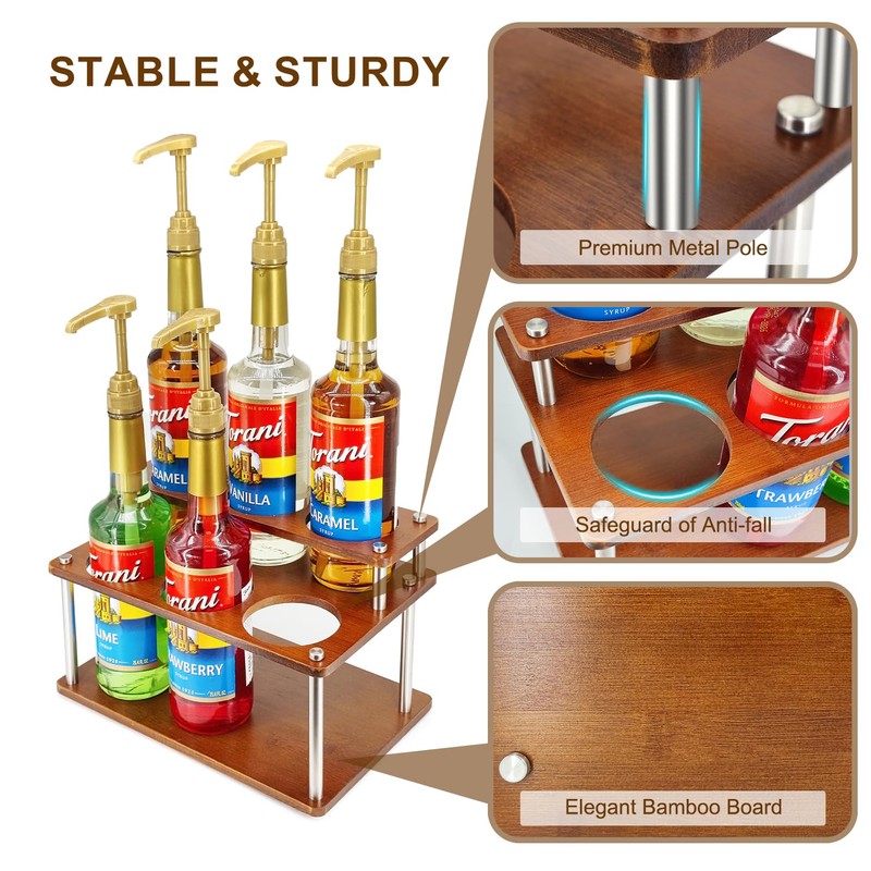 SHILFID Coffee Syrup Organizer Rack,2-Tier Coffee Syrup Stand Holder for