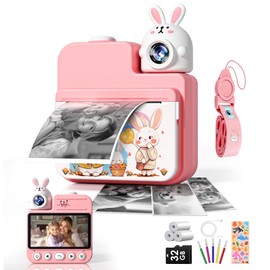 Kids Camera Instant Print Toys, Christmas Birthday Gifts for Girls Boys, 3.0” Autofocus Kids Digital Camera Toddler Camera for 3 4 5 6 7 8 9 10 11 12 Year Old Girl Boy with 32GB TF Card (Pink)