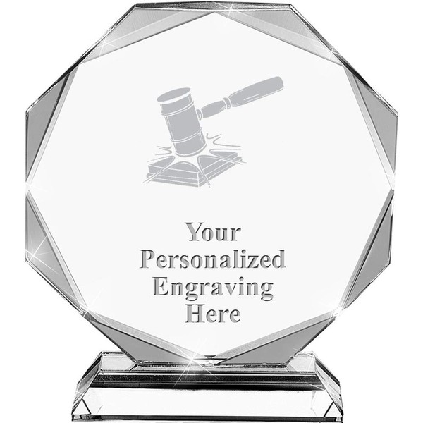 Gavel Crystal Awards, 6.75" Custom Gavel Award with Engraving Included