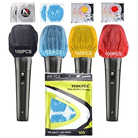 400 PCS (200 Pack) TENGYES Microphone Hygiene Covers Disposable Non-woven Handheld Mic Mike Cover Windscreen Protective Cap for KTV Karaoke Recording Room Stage Performance