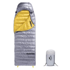 Naturehike Ultralight Duck Down Cold Weather Sleeping Bag, 750FP Compact Sleeping Bag 3-4 Season for Adults & Kids, Waterproof - Backpacking, Camping, Hiking, Traveling with Compression Sack, Gray
