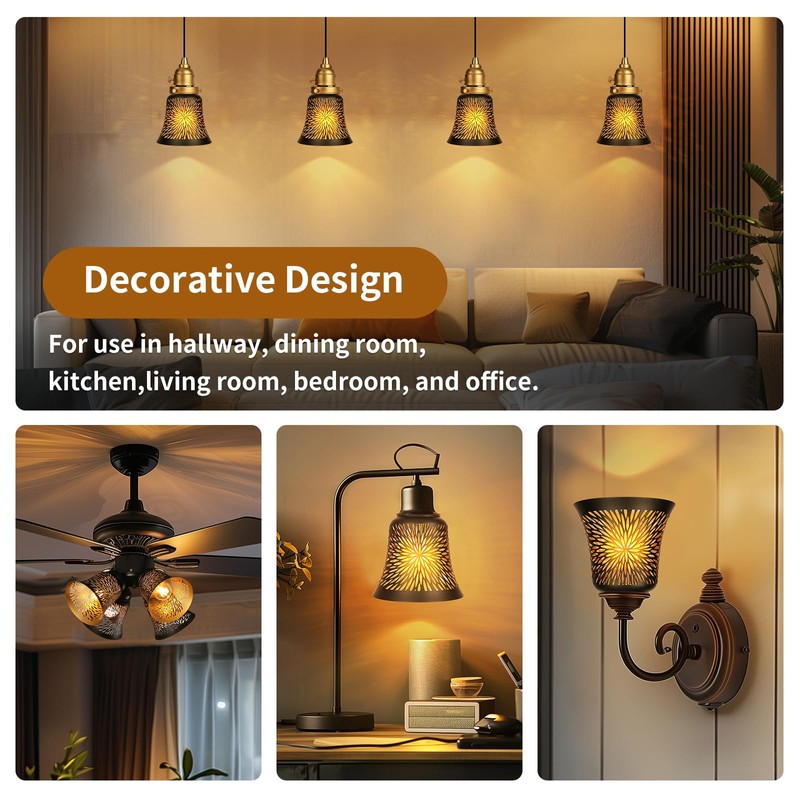 Ceiling Fan Replacement Globes, 4 Pack Chrysanthemum Pattern Fixture Replacement