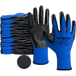 Ecoshine Supplies 24 Pairs work Gloves Blue Nitrile Coated Gloves, Abrasion Resistant Flexo Grip, Heavy Duty Non-Slip Grip for Building and Gardening Warehouse Gloves PREMIUM Quality (Medium/8)