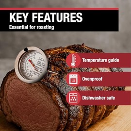 CDN IRM200 Glow ProAccurate Termómetro Resistente al Horno, para Carne y Aves de Corral, CarneAve, Esfera Grande, Plateado, Extra Grande, 1           