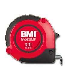 BMI 472341021"TWO COMP" Pocket Measuring Tape, White/Black/Red, 3 m x 16 mm