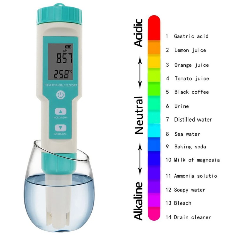 Areyourshop 7 in 1 PH Meter PH/TDS/Temp/EC/Salinity/SG/ORP Meter Digital, pH