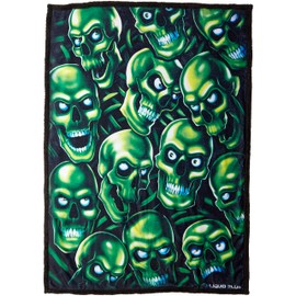 Liquid Blue Men's Fantasy Skull Pile Classic Coral Fleece Throw Blanket, multi, 50" X 60"